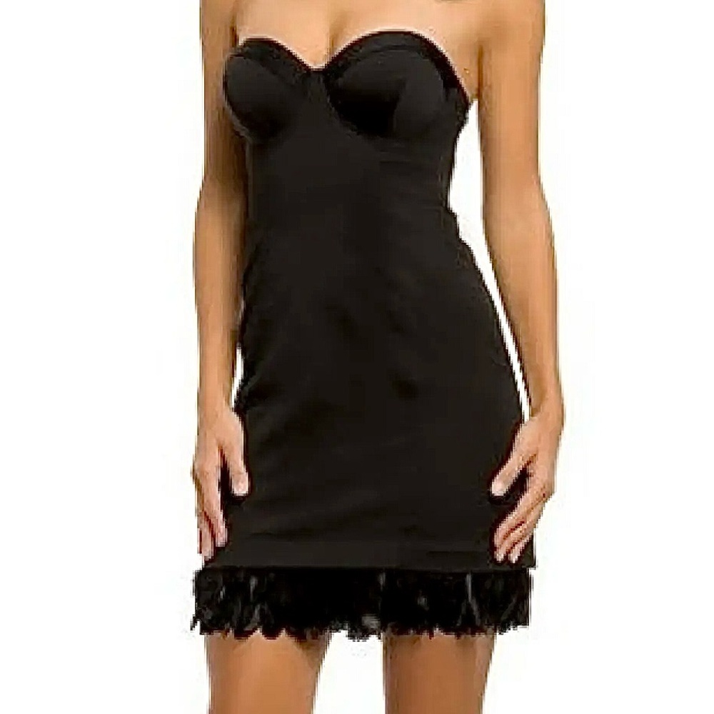 Guess Marciano Black Bustier Corset Feather Dress
